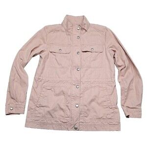 GAP CINCH WAIST ZIP & SNAP MOCK NECK DENIM UTILITY JACKET Sz XS Womens Jean